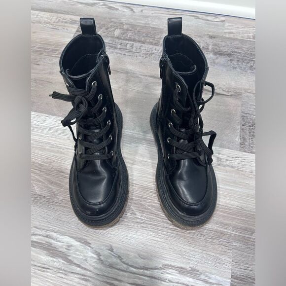 Bundle Black Combat Boots and Burgundy Mary Jane Shoes Girls Size 12-13 - Picture 6 of 11